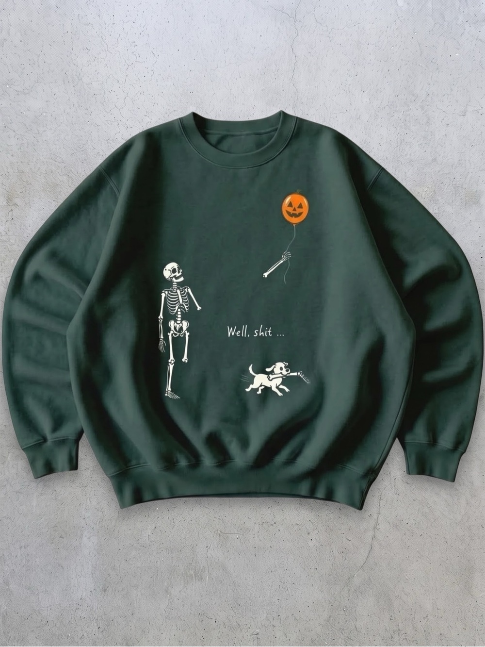 Forest Green Halloween Skeleton &
Pumpkin Balloon Sweatshirt